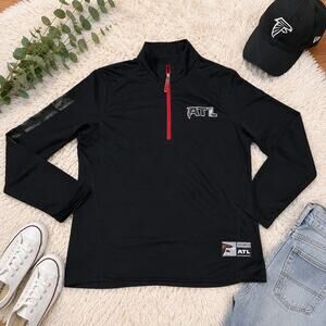 ATL Atlanta Falcons Quarter Zip Performance Pullover Black Red Size Medium